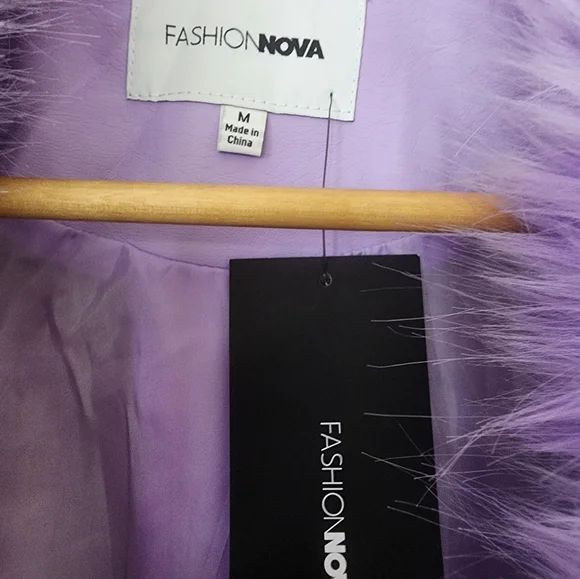 Fashion Nova Lavender Faux Fur Trench Coat - Picture 7 of 7